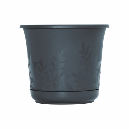 Bloem 7502016 7.5 x 8.5 in. Dia. Resin Planter, Charcoal Perspective: front