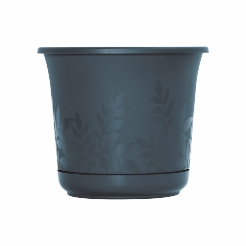 Bloem 7501646 11 x 12.5 in. Dia. Resin Planter, Charcoal Perspective: front
