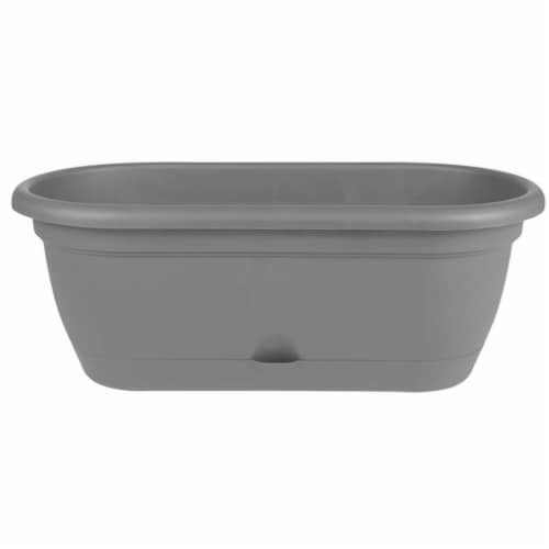 Bloem LWB18908 18 in. Lucca Self Watering Window Box Planter with Saucer, Charcoal Perspective: front