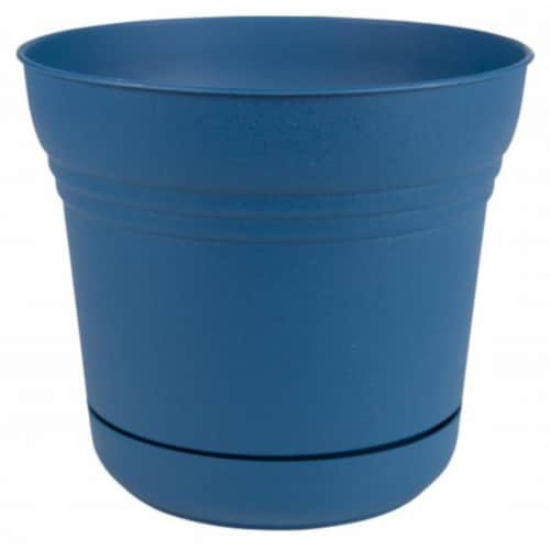 Bloem 7004691 10 in. Dia. Polyresin Saturn Planter, Deep Sea Perspective: front