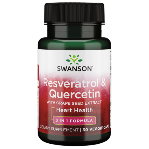 Swanson Resveratrol and Quercetin 30 Veggie Capsules Perspective: front