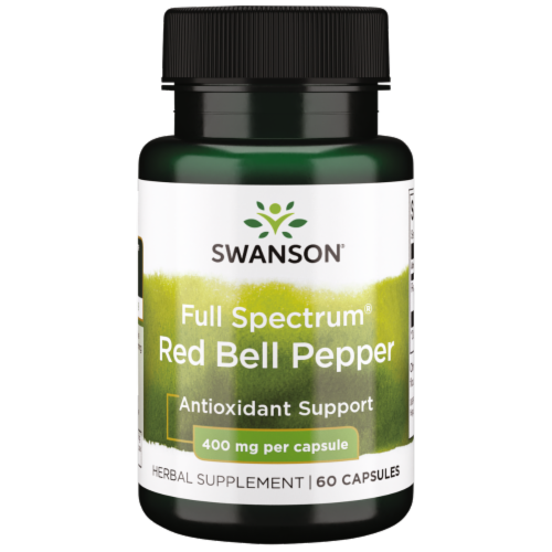 Swanson Full Spectrum Red Bell Pepper 400 mg 60 Capsules Perspective: front
