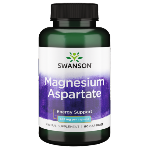 Swanson Magnesium Aspartate - 133 mg Elemental Magnesium 685 mg 90 Capsules Perspective: front