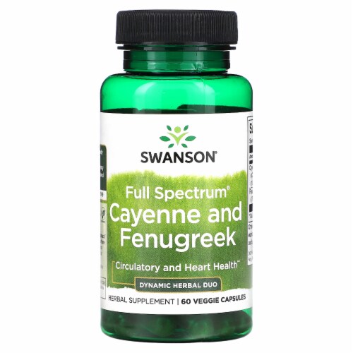 Swanson Full Spectrum Cayenne and Fenugreek - 60 Veggie Capsules Perspective: front