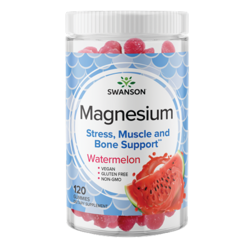 Swanson Magnesium Gummies - Watermelon 84 mg 120 Gummies Perspective: front