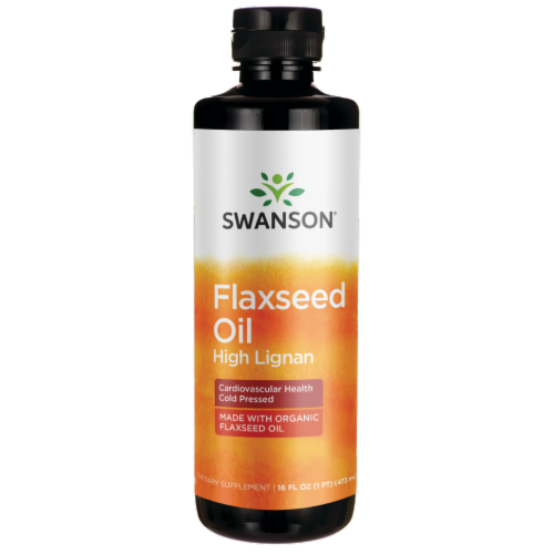 Swanson Flaxseed Oil High Lignan - Cold Pressed 16 fl oz Liq Perspective: front