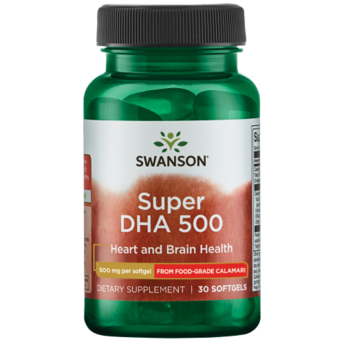 Swanson Super Dha 500 from Food-Grade Calamari 500 mg 30 Softgels Perspective: front