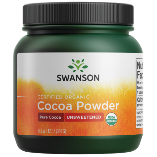 Swanson 100% Certified Organic Cocoa Powder - Unsweetened 12 oz Powder Perspective: front