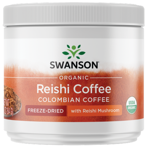 Swanson Freeze-dried Organic Reishi Mushroom and Instant Coffee for Immune Support Perspective: front