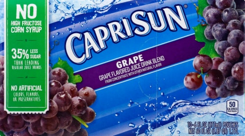 Capri Sun Grape Flavored Juice Drink Blend Pouches Perspective: front