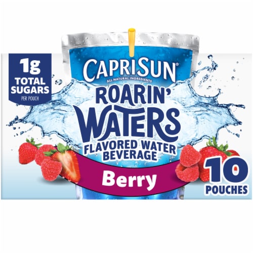 Capri Sun Roarin' Waters Berry Rapids Flavored Water Kids Drink Pouches Perspective: front