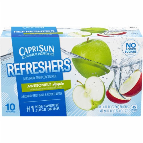 Capri Sun Refreshers Awesomely Apple Juice Drink Pouches Perspective: front