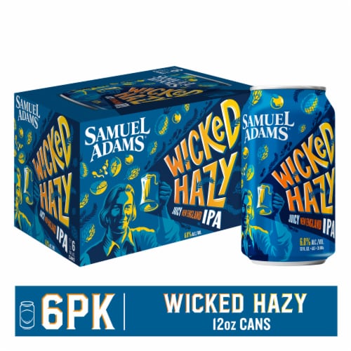 Samuel Adams Wicked Hazy Juicy New England IPA Beer Perspective: front