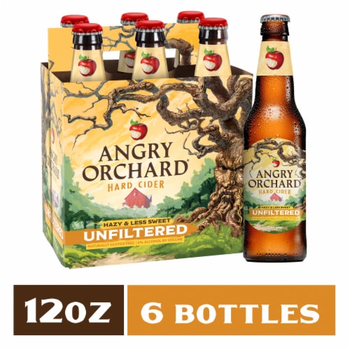 Angry Orchard® Unfiltered Hard Cider Beer Perspective: front