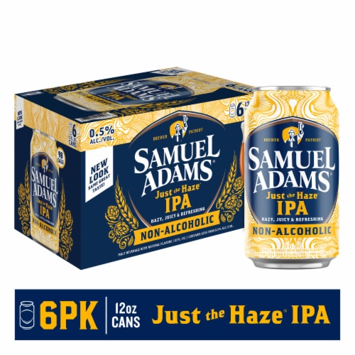 Samuel Adams Just the Haze Non-Alcoholic IPA Beer Perspective: front