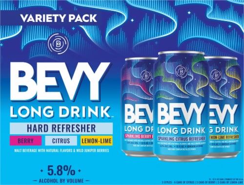 Bevy Long Drink Cocktail Inspired Hard Sparkling Refresher Variety Pack Perspective: front