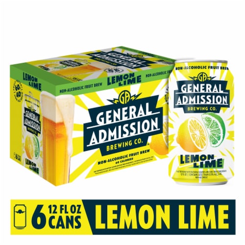 General Admission Lemon-Lime Non-Alcoholic Fruit Beer Perspective: front