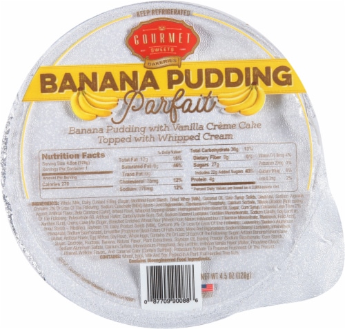 Gourmet Sweeta Banana Pudding with Cake Bottom Parfait Perspective: front