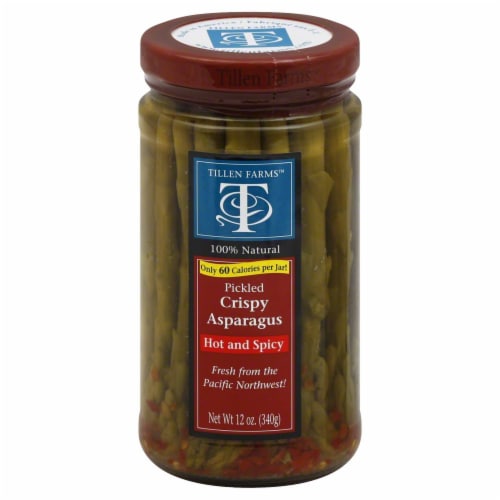 Tillen Farms Hot And Spicy Pickled Crispy Asparagus Perspective: front