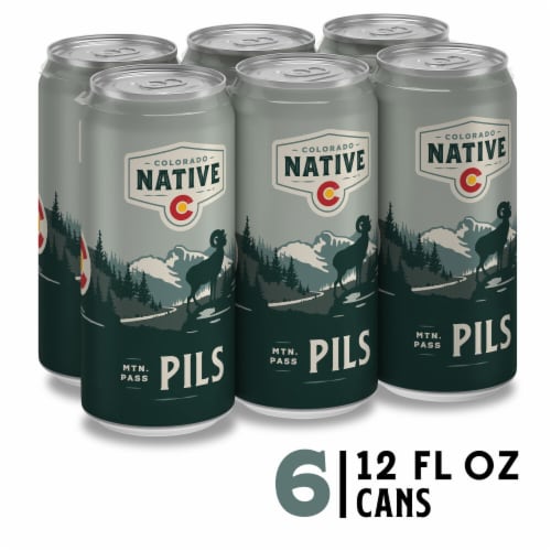Colorado Native Mtn. Pass Pilsner Beer Cans Perspective: front