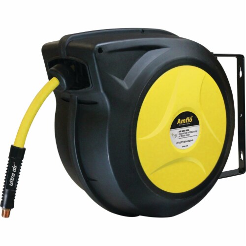 Amflo UltraAir Automatic Air Hose Reel with 3/8 In. x 50 Ft. Hybrid Hose Perspective: front