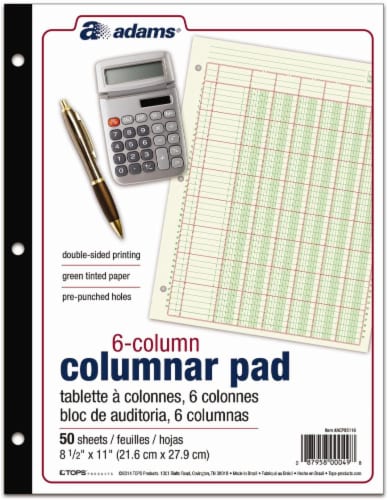 Adams 6-Column Columnar Pad - 50 Sheets Perspective: front