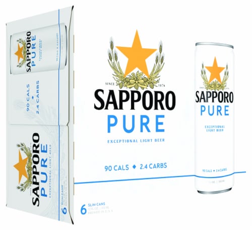 Sapporo Pure Light Beer Slim Cans Perspective: front