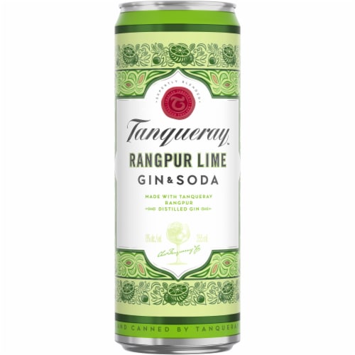 Tanqueray Ranpur Lime Gin & Soda Canned Cocktail Perspective: front
