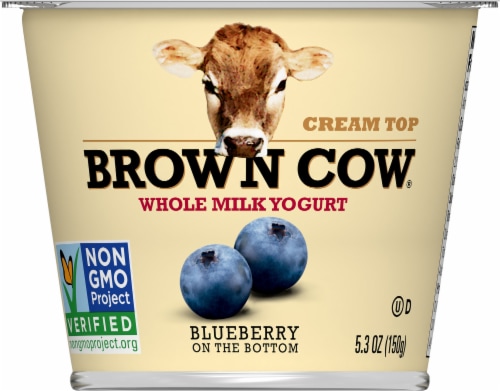 Brown Cow Cream Top Blueberry Whole Milk Yogurt Cup Perspective: front