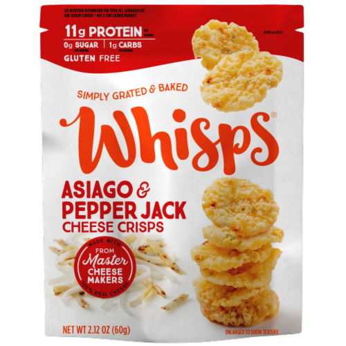 Whisps® Gluten-Free Asiago & Pepper Jack Cheese Crisps Perspective: front