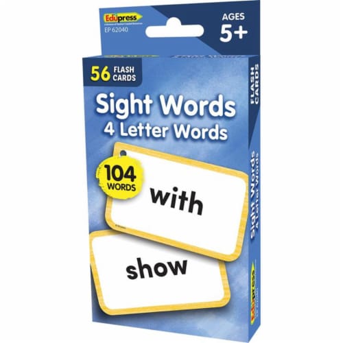 Teacher Created Resources EP-62040 4 Letters Words Flash Cards Sight Words Perspective: front