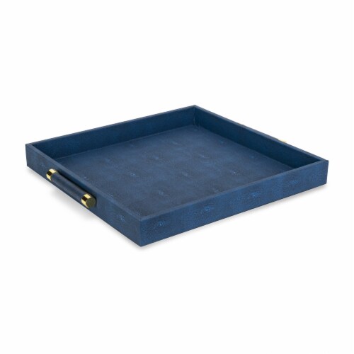 Tray-Faux Leather Navy Shagreen Square with 18.11in. X 18.11in. X 1.96in. Polyurethane, 1 - Kroger