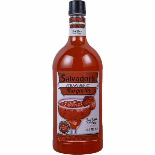 Salvador's Strawberry Margarita Ready to Drink Cocktail Single Bottle Perspective: front
