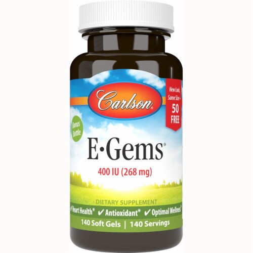 Carlson E-Gems 268 mg (400 Iu) 140 Sgels Perspective: front
