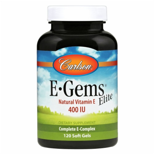 Carlson E-Gems Elite Natural Vitamin E Soft Gels 400IU Perspective: front