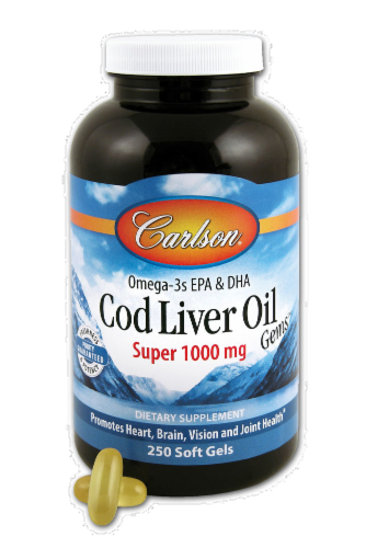 Carlson Cod Liver Oil 1000 mg Softgels Perspective: front