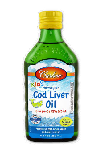 Carlson for Kids Lemon Cod Liver Oil Perspective: front