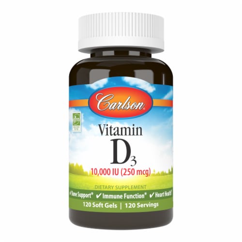Carlson Vitamin D3 Soft Gels 10000IU Perspective: front