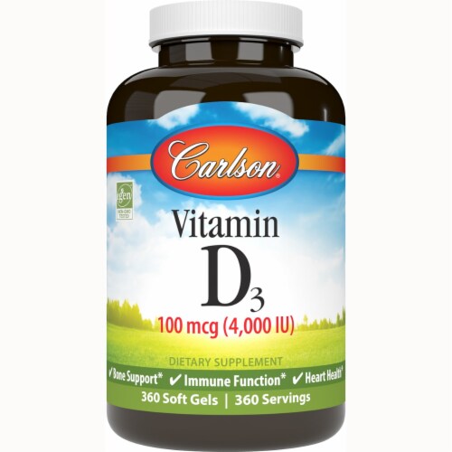 Carlson Vitamin D3 4,000 Iu (100 mcg) 360 Sgels Perspective: front