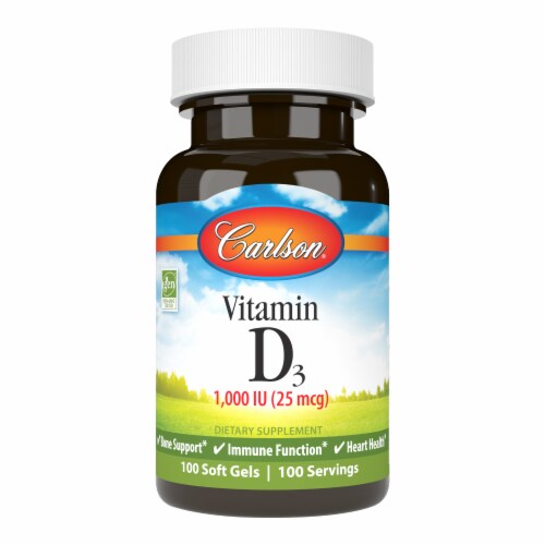 Carlson Vitamin D3 Soft Gels 1000IU Perspective: front
