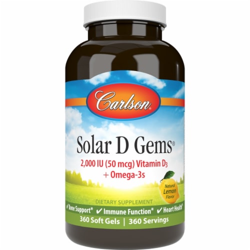 Carlson Solar D Gems - Lemon 2,000 Iu (50 mcg) 360 Sgels Perspective: front