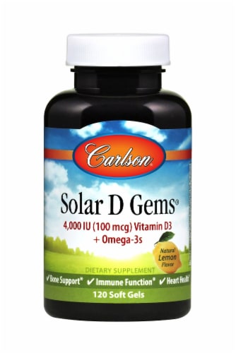 Carlson® Solar D Gems® Vitamin D3 Softgels 4000IU Perspective: front