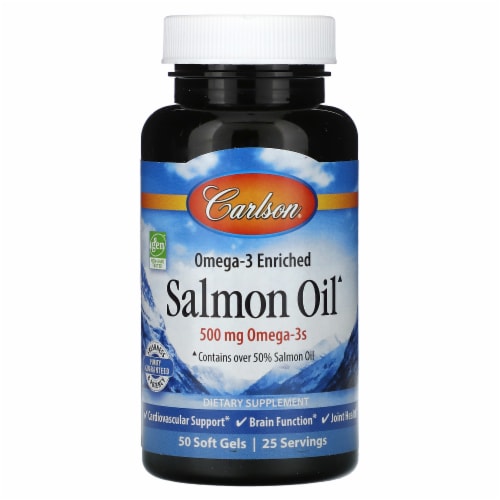 Carlson Omega-3 Enriched Salmon Oil 500 mg - 50 Soft Gels (250 mg per