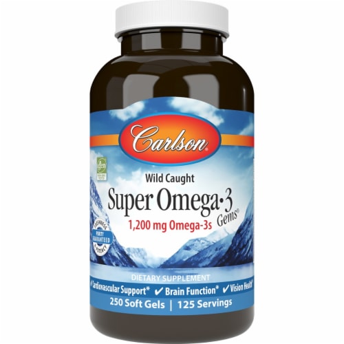 Carlson Wild Caught Super Omega-3 Gems 600 mg 250 Sgels Perspective: front