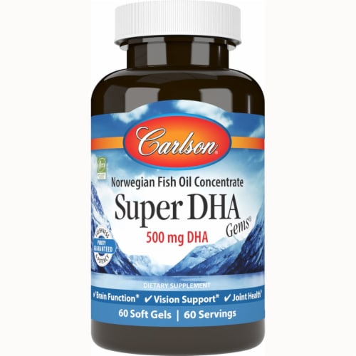 Carlson Super-DHA Gems 500mg Soft Gels Perspective: front