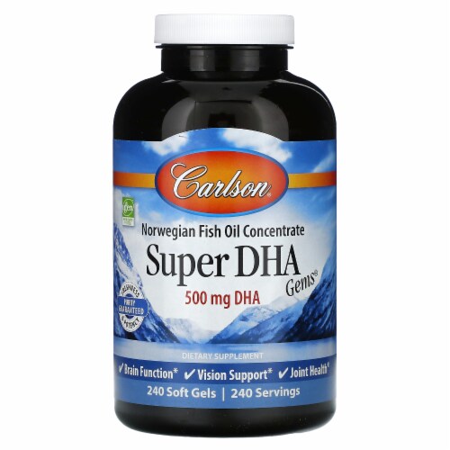 Carlson Super DHA Gems 500 mg - 240 Soft Gels Perspective: front