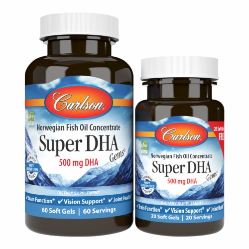 Carlson Super DHA Gems 1000mg Soft Gels Perspective: front