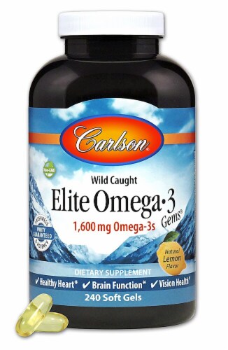 Carlson  Elite Omega-3 Gems® Fish Oil Professional Strength   Lemon Perspective: front