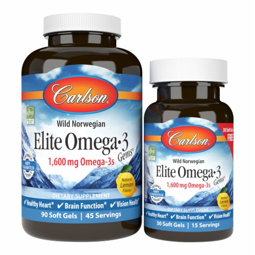 Carlson Elite Omega-3 Gems Soft Gels Perspective: front