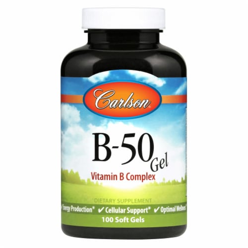 Carlson B-50 Vitamin B-Complex Soft Gels Perspective: front